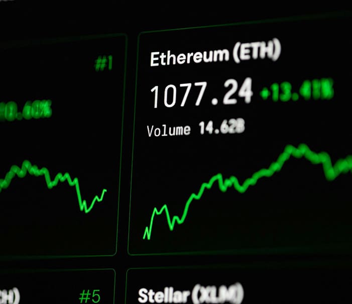 A close up of the ethereum eth price on display.