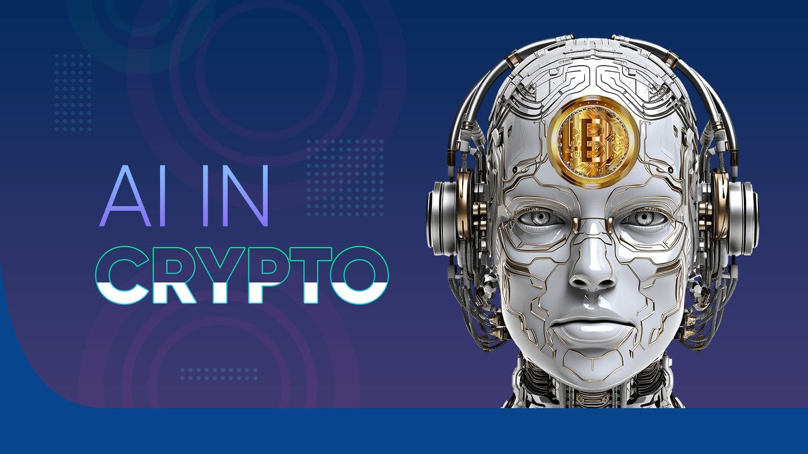 A robot with headphones on and the words " made in crypto " underneath.