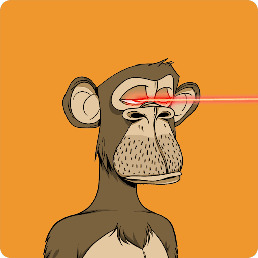 A monkey with a red laser beam coming out of its head.