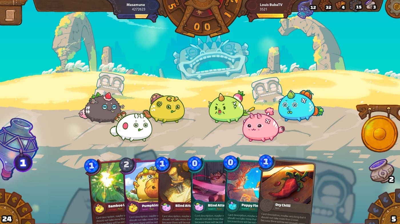 A bunch of cards are shown in front of some buildings