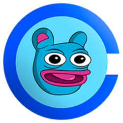 A blue bear with pink teeth and tongue hanging out.