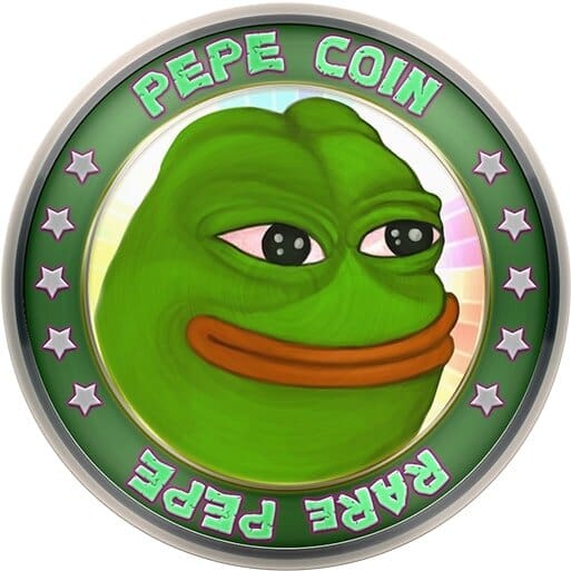 A green pepe coin with the words " pepe coin ".